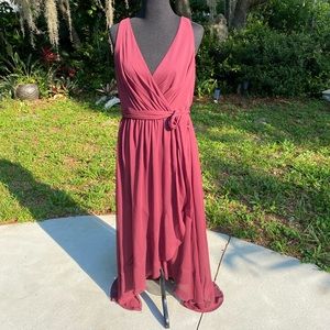 Ruffle-Trim Chiffon Faux-Wrap Bridesmaid Dress
